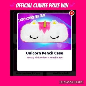 Clawee prize Win Unicorn 🦄 pencil case / wallet New